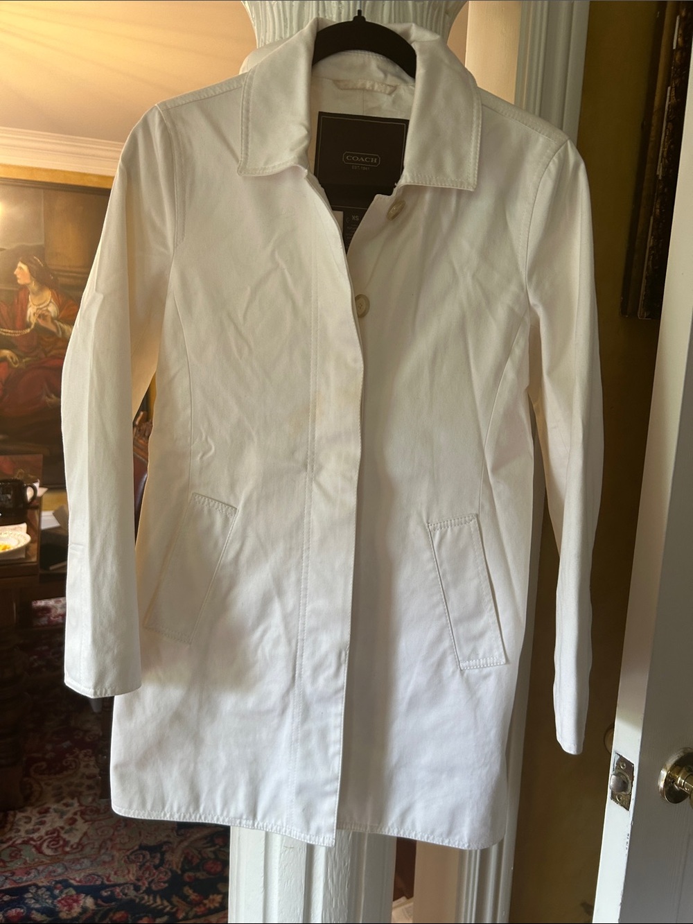 Coach White Single-Breasted Trench Coat